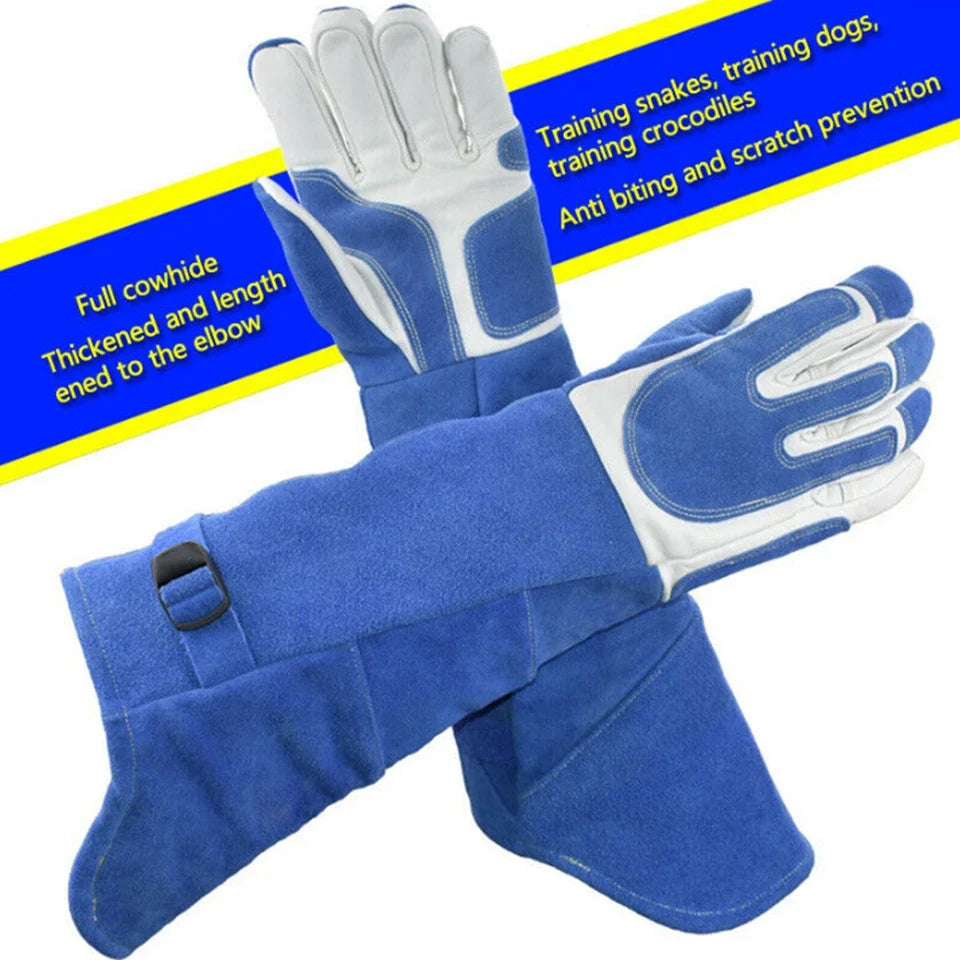 Leather Animal Handling Training Pet Gloves Rescuing Anti-Bite Grooming Dog Cat Snak Gloves Gardening Work Gloves Long Sleeves