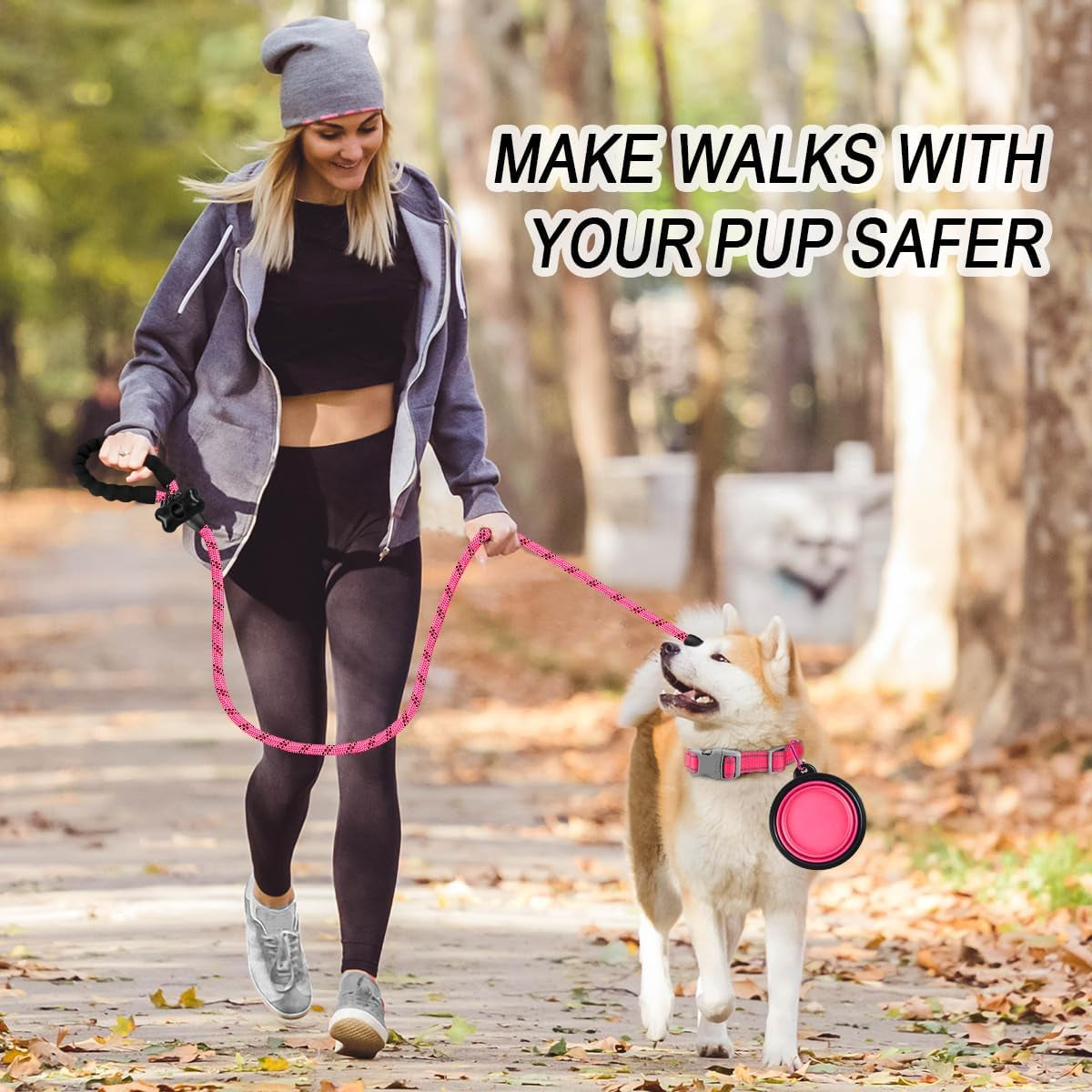 Dog Leashes for Large Dogs Heavy Duty Dog Leash 4/5/6 FT with Comfortable Padded Handle and Highly Reflective Threads for Medium Large Dogs Walking Training Running (5Ft-1/2'',Pink)