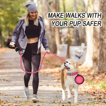 Dog Leashes for Large Dogs Heavy Duty Dog Leash 4/5/6 FT with Comfortable Padded Handle and Highly Reflective Threads for Medium Large Dogs Walking Training Running (5Ft-1/2'',Pink)