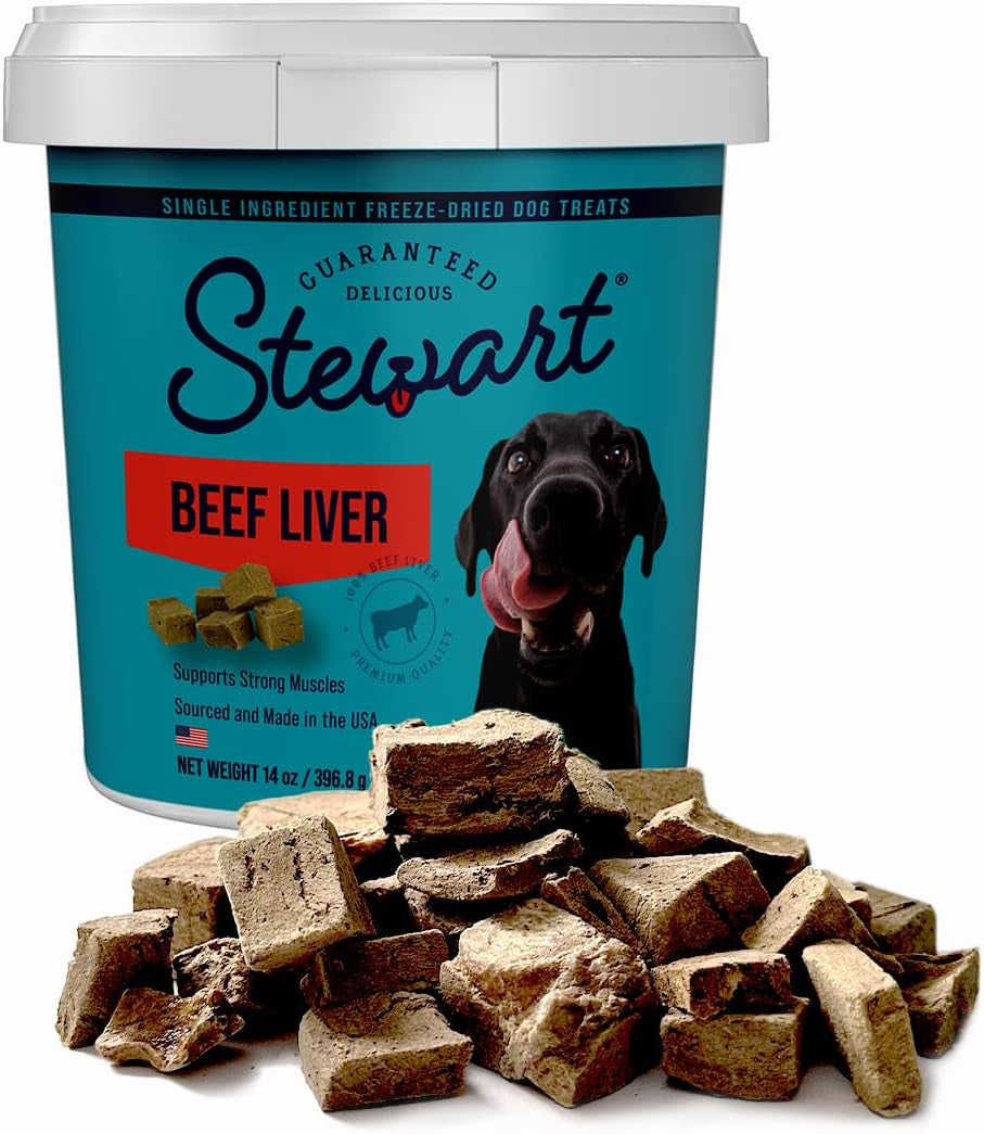 100% Beef Liver Dog Treats, 14 Oz Tub, ~315 Pieces, Freeze Dried Raw, Single Ingredient, 50% Protein Training Treats or Meal Topper, Grain Free, Gluten Free