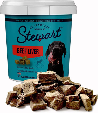 100% Beef Liver Dog Treats, 14 Oz Tub, ~315 Pieces, Freeze Dried Raw, Single Ingredient, 50% Protein Training Treats or Meal Topper, Grain Free, Gluten Free