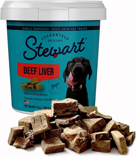 100% Beef Liver Dog Treats, 14 Oz Tub, ~315 Pieces, Freeze Dried Raw, Single Ingredient, 50% Protein Training Treats or Meal Topper, Grain Free, Gluten Free