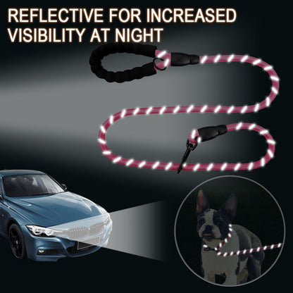 Dog Leashes for Large Dogs Heavy Duty Dog Leash 4/5/6 FT with Comfortable Padded Handle and Highly Reflective Threads for Medium Large Dogs Walking Training Running (5Ft-1/2'',Pink)