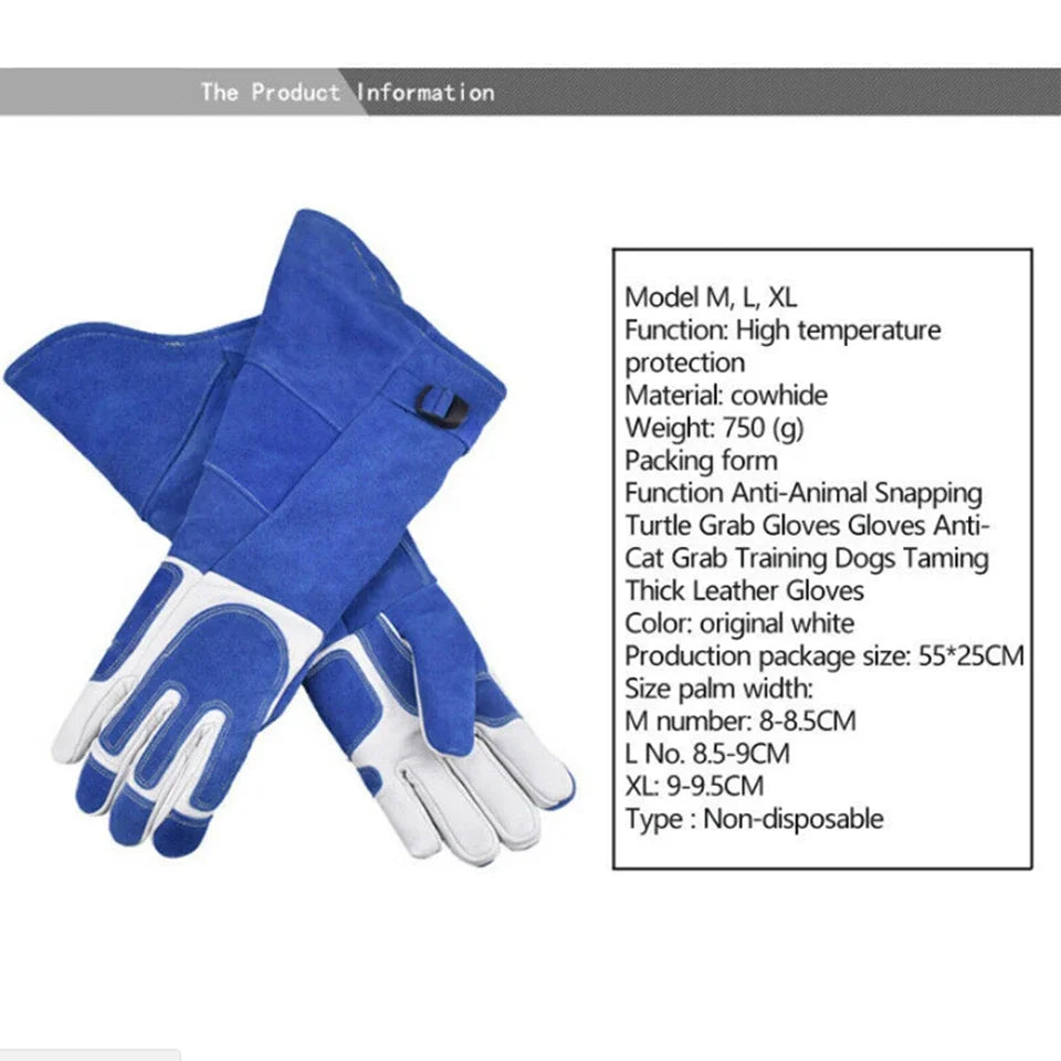 Leather Animal Handling Training Pet Gloves Rescuing Anti-Bite Grooming Dog Cat Snak Gloves Gardening Work Gloves Long Sleeves
