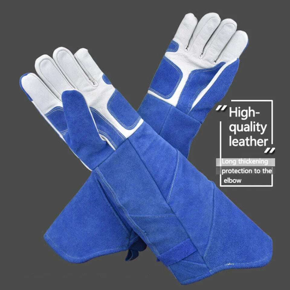 Leather Animal Handling Training Pet Gloves Rescuing Anti-Bite Grooming Dog Cat Snak Gloves Gardening Work Gloves Long Sleeves